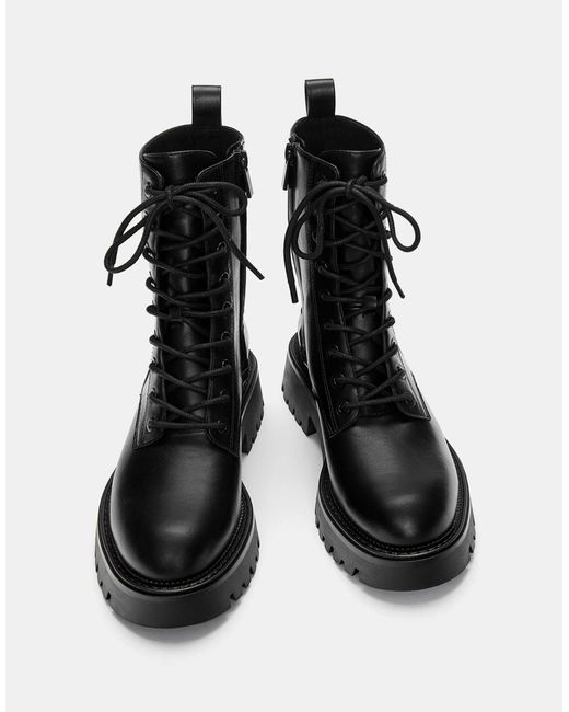 Pull&Bear Black – flache ankle-boots