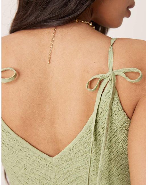 ASOS Green V Neck Poly Crinkle Dropped Waist Jumpsuit