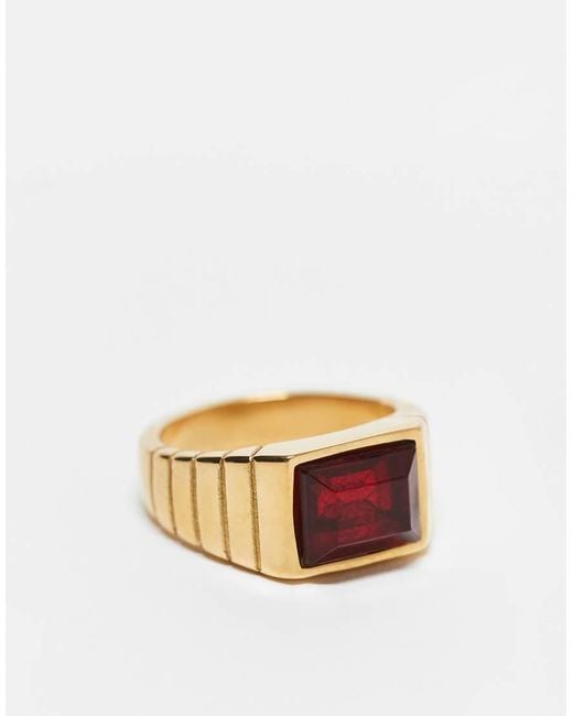 ASOS White Waterproof Stainless Steel Signet Ring With S for men