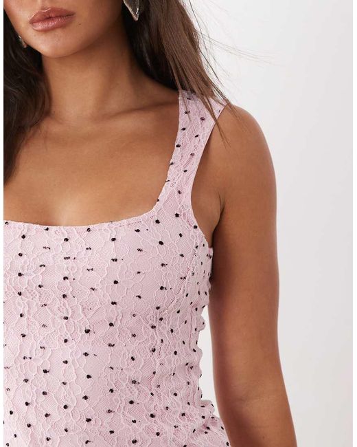 ASOS Pink Soft Square Dobby Lace Vest