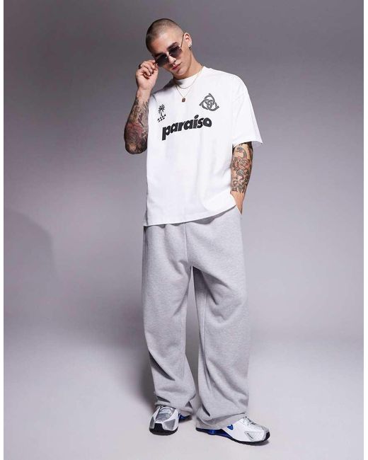 Camiseta Blanca Extragrande Con Estampado En La Parte Delantera De ASOS de hombre de color White