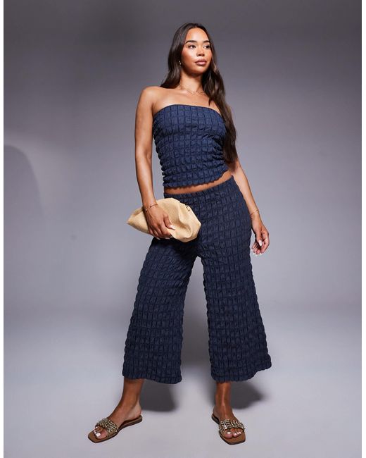 River Island Blue Textured Bandeau Top