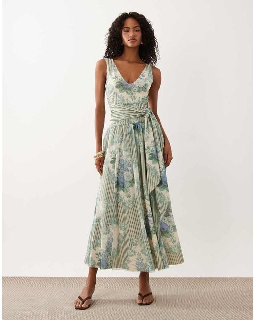 Abercrombie & Fitch Blue Plunge Neck Sleeveless Maxi Dress