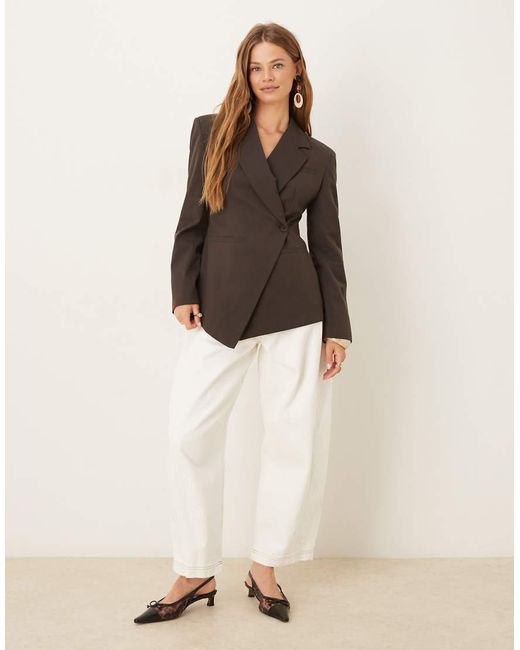 ASOS Gray Tailored Nipped Waist Blazer With Cut Away Hem