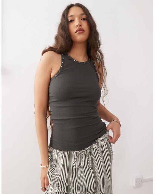 Weekday Gray Studded Tank Top