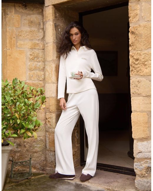 Pantalon ample d'ensemble avec taille élastique - crème 4th & Reckless en coloris Black