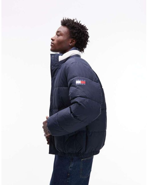 Tommy Hilfiger Blue Flag Collar Puffer Jacket for men