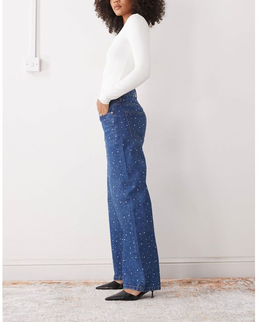Jean ample orné Monki en coloris Blue