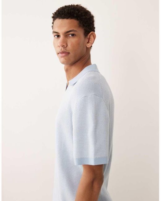 Jack & Jones Blue Premium Split Neck Knitted Top for men