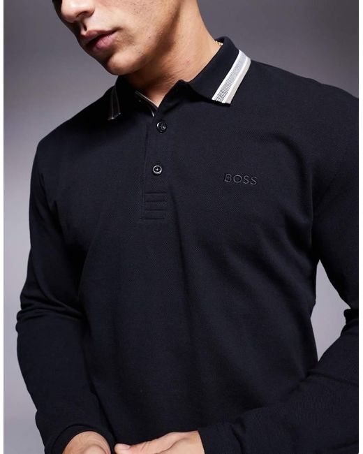 Boss Blue Boss Plisy Long Sleeve Polo Shirt for men