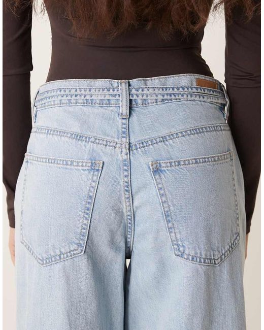 Gina Tricot Blue Tie Detail Wide Leg Jeans