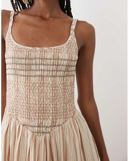Abercrombie & Fitch Natural Scoop Neck Dipped Waist Maxi Dress