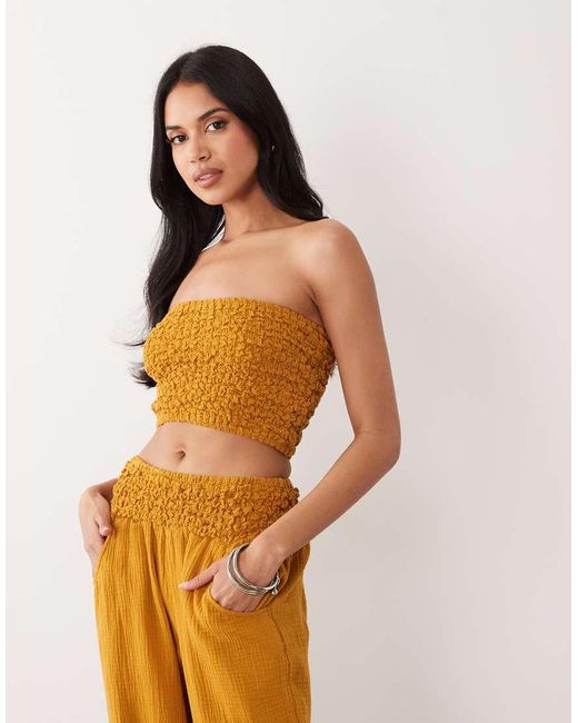 ASOS Orange Cheesecloth Shirred Bandeau