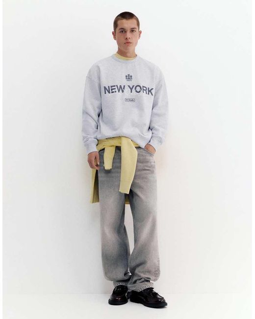 Pull&Bear White New York Sweatshirt for men