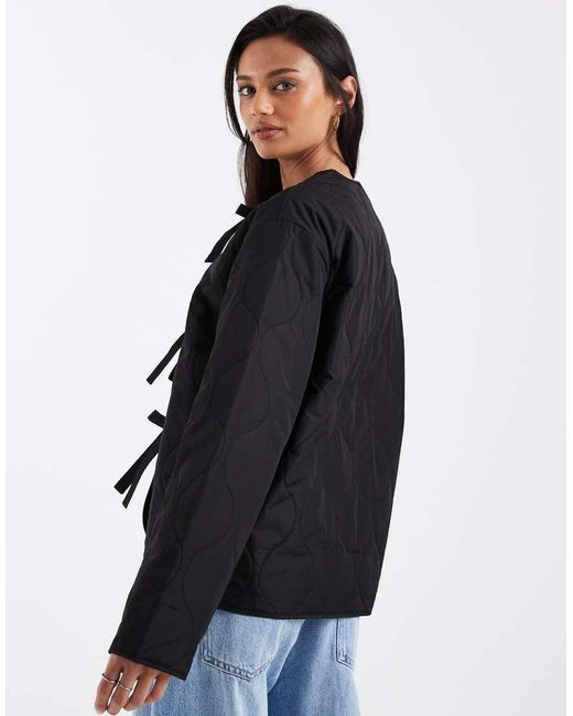 ONLY Black Lightweight Tie Front Quilted Jacket