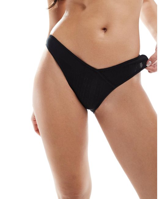 Cotton On Black Cotton On V Waist Cotton Pointelle Bikini Brief