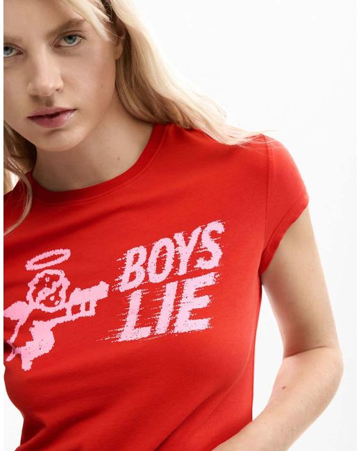 Desigual Red Fitted T-Shirt Boys Lie