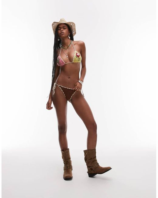 It's Now Cool Brown Crochet Cactus Bikini Bottom