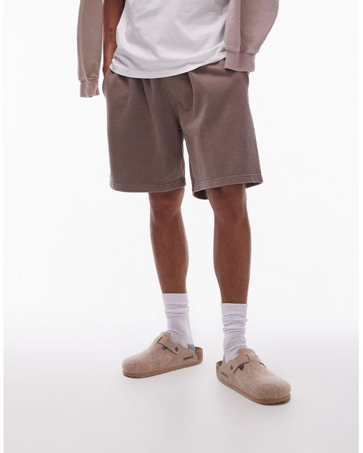 Short oversize en jersey - marron délavé Topman pour homme en coloris White