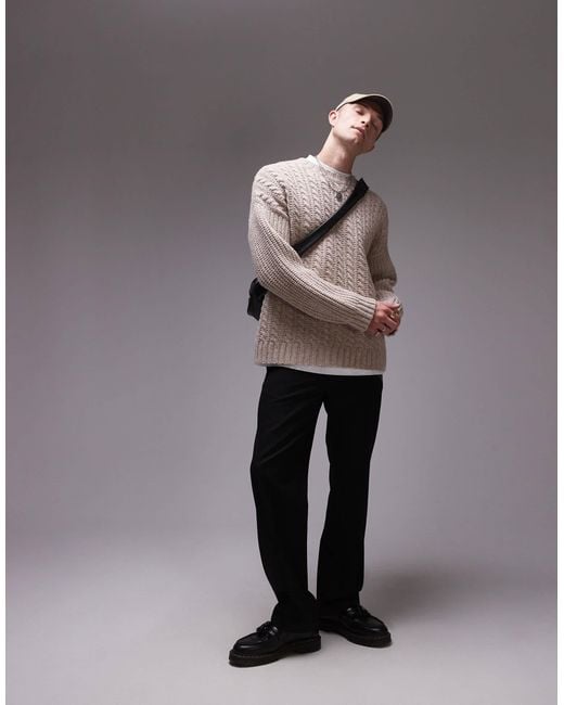 ARKET Gray Wool Cable Knit Jumper for men