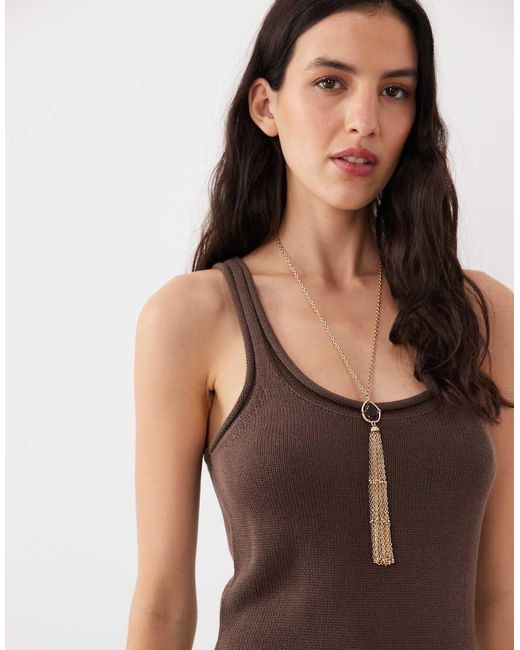 ASOS Natural Knitted Cotton Blend U-Scoop Maxi Dress