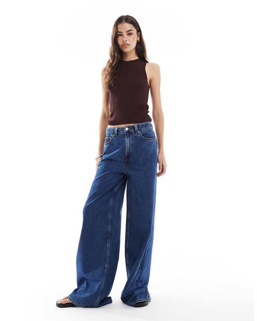 ASOS Blue Asos Design Tall High Waist Wide Leg Jeans