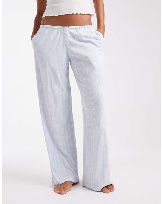 Hollister Blue Low Rise Wide Leg Pointelle Pyjama Bottoms