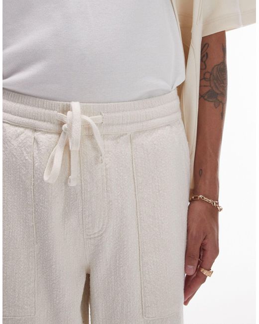 Topman White Wide Leg Stacked Texture Pants for men