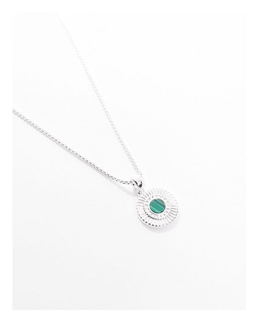 ASOS Pink Plated Adjustable Necklace With Malachite Look Coin Pendant