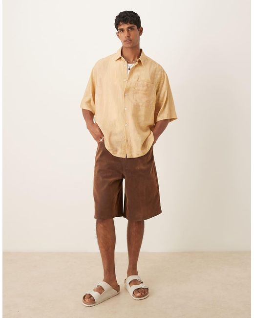 ASOS Natural Oversized Stripe Shirt for men