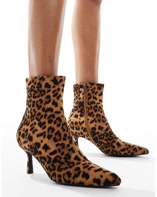 Glamorous Brown Kitten Heel Ankle Boots