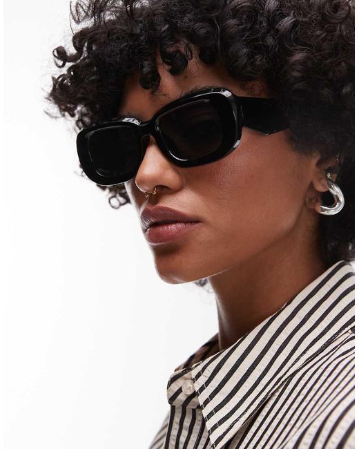 TOPSHOP Black Athens Rectangle Sunglasses