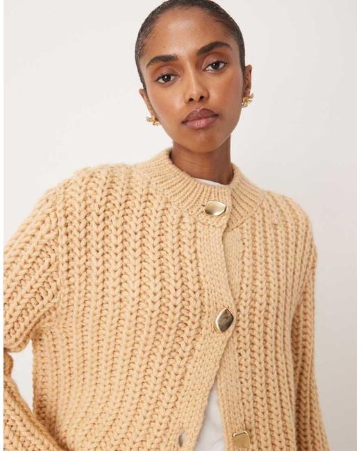 Mango Natural Chunky Cardigan With Statement Buttons