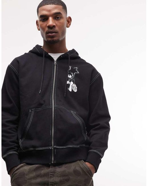 Element Blue Small Graphic Zip-up Hoodie for men
