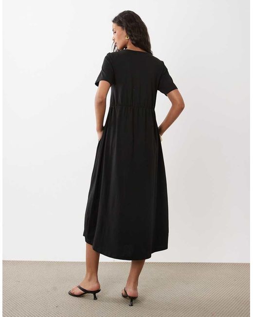 Threadbare Black Jersey Short Sleeve Midi Dress