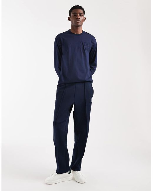 Lacoste Blue Long Sleeve Logo T-Shirt for men