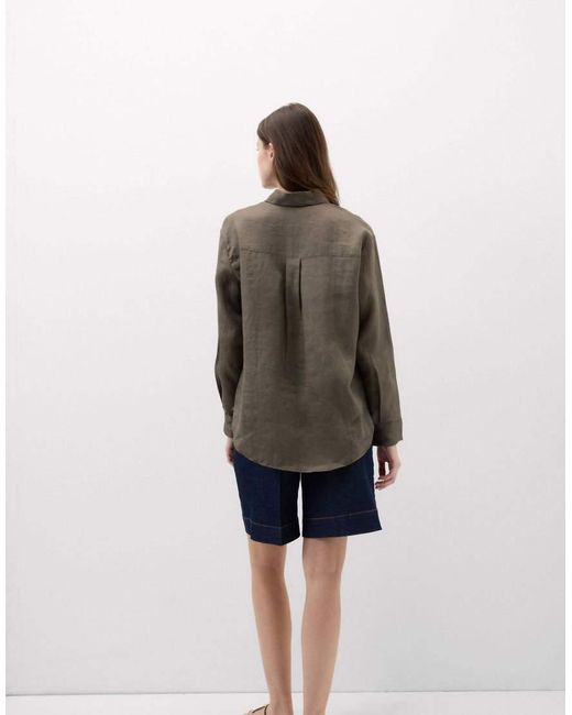 Intimissimi Gray The Pure Linen Plain-Weave Linen Shirt