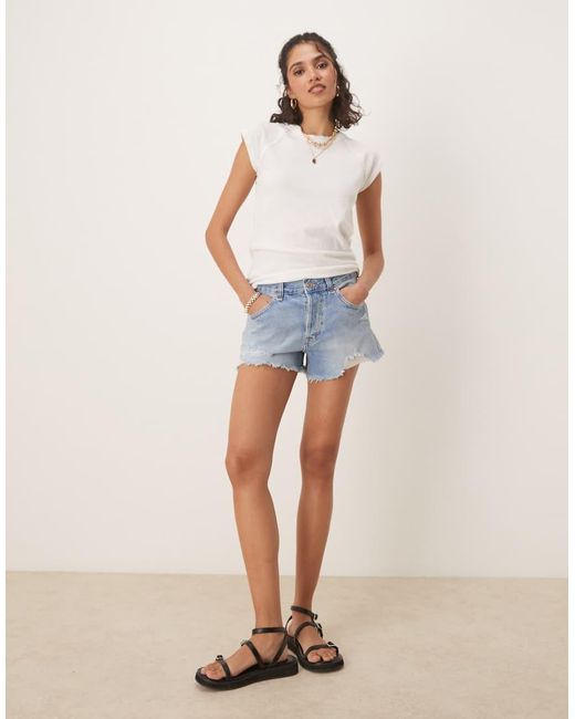 Free People Natural Now Or Never Distressed Denim Shorts