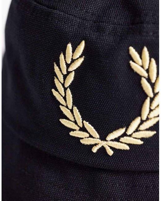 Fred Perry Blue Large Logo Canvas Bucket Hat for men