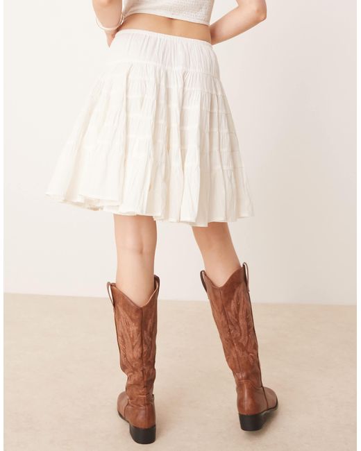 Free People Natural Tiered Knee Length Boho Skirt