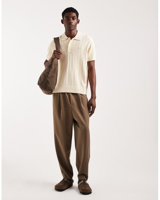 Lacoste Natural Knitted Short Sleeve Polo Shirt for men
