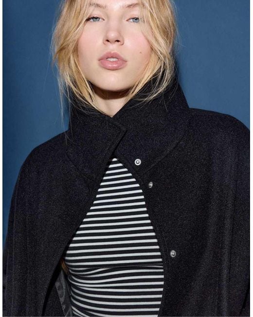 Stradivarius Blue Oversize Soft-Touch Bomber Jacket