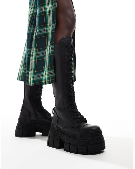 Bottines Buffalo Gospher Hike Mid Pad Pour Femme - Similicuir Noir, Semelle épaisse, Confort Mousse Mémoire - Taille 36 à 40 - 5