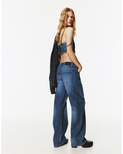 Pull&Bear Blue Low-rise Straight Leg Jeans