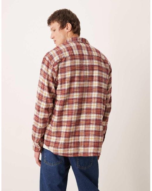 Abercrombie & Fitch Red Long Sleeve Flannel Shirt for men