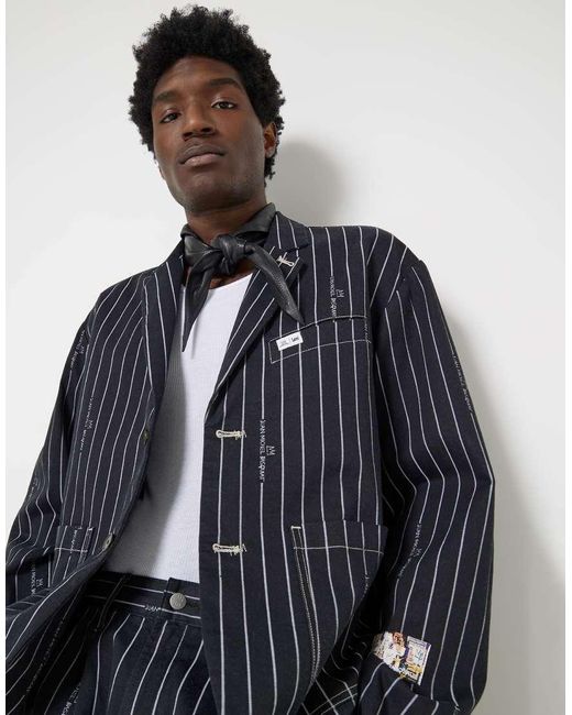 Lee Jeans Black Mens X Basquiat Striped Blazer for men