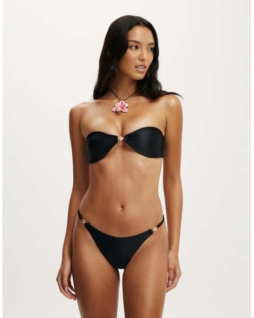 Cotton On Black Strapless Micro Bandeau Bikini Top