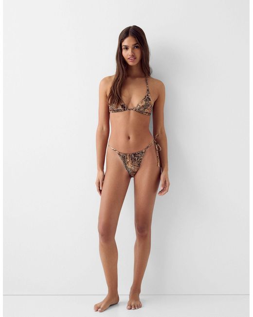 Bershka Brown Triangle Bikini Top Co-ord