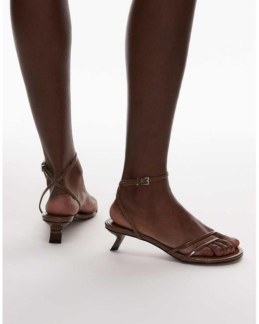 TOPSHOP Brown Isme Strappy Kitten Heel