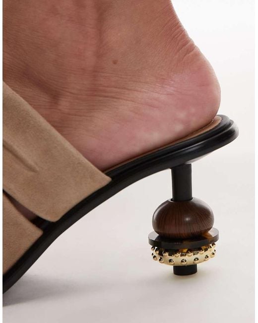 & Other Stories Brown Ball Detail Statement Sandalette Suede Sandals